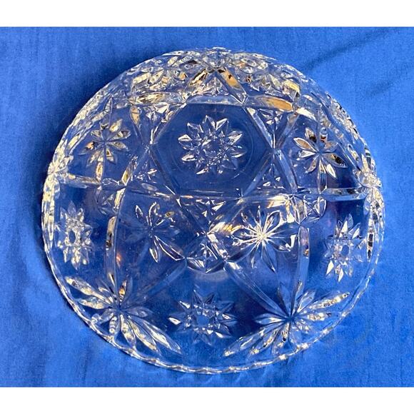 VTG Anchor Hocking Glass Serving Bowl Star of David Pattern 8.5" x 3.5" Sawtooth - Picture 4 of 9